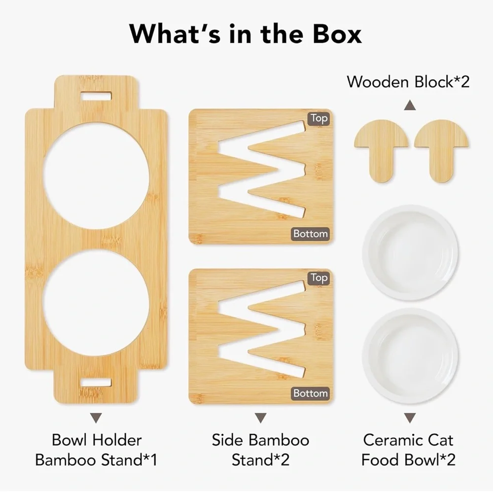 Elevated pet bowls for cats and small dog